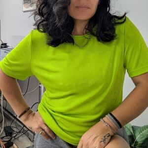 Vintage Neon Green Summer Travel Knit Blouse